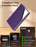 Business Card Holder, Leather and Metal Slim RFID Blocking Card Case with Magnetic Closure for Men and Women, Purple In Australia - Darrahopens