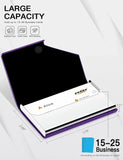 Business Card Holder, Leather and Metal Slim RFID Blocking Card Case with Magnetic Closure for Men and Women, Purple In Australia - Darrahopens