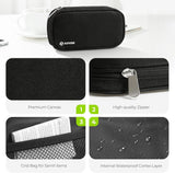 Travel Pill Organizer, Large 7 Day AM PM Weekly Box with Portable Canvas Zipper Case for Vitamins Supplements and Fish Oils, Black