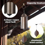 Wind Chimes Outside Deep Resonance Low Tone Serenity Bell Copper Garden Decor for Patio Porch Yard, for Garden Yard and Outdoor Use
