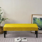 Dining Bench Cushion Cover Stretch Velvet Washable Rectangle Seat Protector for Dining Room Piano Bench Living Room Bedroom Yellow