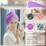 Hair Towel Wrap 4 Pack Quick Dry Turban for Curly and Long Hair Women Bathroom Shower Use Multi Color, Daily Comfort Use In Australia - Darrahopens