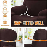 Recliner Slipcover High Stretch Soft Jacquard Fabric with Side Pocket for Standard Power Lift Recliner Chair Brown, Letter A Option