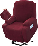 Recliner Slipcover High Stretch Soft Jacquard Fabric with Side Pocket for Standard Power Lift Recliner Burgundy, Letter B Option In Australia - Darrahopens
