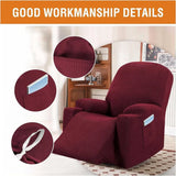 Recliner Slipcover High Stretch Soft Jacquard Fabric with Side Pocket for Standard Power Lift Recliner Burgundy, Letter B Option