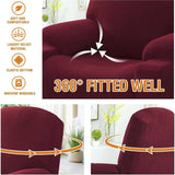Recliner Slipcover High Stretch Soft Jacquard Fabric with Side Pocket for Standard Power Lift Recliner Burgundy, Letter B Option