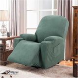 Recliner Slipcover High Stretch Soft Jacquard Fabric with Side Pocket for Standard Power Lift Recliner Green, Letter C Option