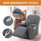 Recliner Slipcover with Side Pocket, High Stretch Soft Jacquard Fitted Cover for Standard Power Lift Recliner, Gray, Letter D Option In Australia - Darrahopens