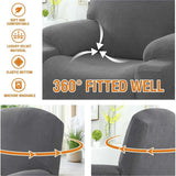 Recliner Slipcover with Side Pocket, High Stretch Soft Jacquard Fitted Cover for Standard Power Lift Recliner, Gray, Letter D Option