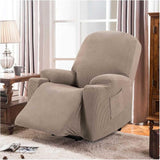 Power Lift Recliner Slipcover High Stretch Soft Jacquard Fabric with Side Pocket for Standard Recliner Chair Beige, Letter E Option
