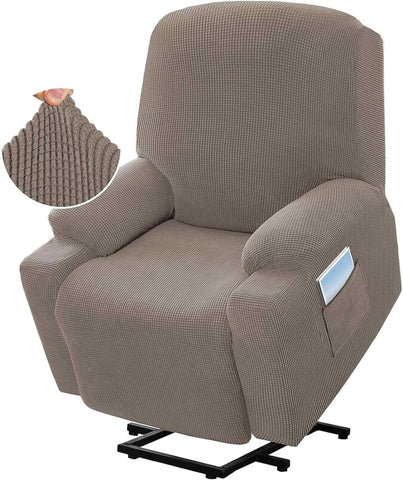 Power Lift Recliner Chair Cover High Stretch Soft Jacquard Slipcover with Side Pocket for Standard Recliners Gray, Letter G Option In Australia - Darrahopens