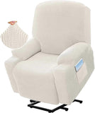Power Lift Recliner Slipcover, High Stretch Soft Jacquard Fabric with Side Pocket, Fitted Cover for Standard Recliner Chair, Cream, Letter H Option In Australia - Darrahopens