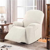 Power Lift Recliner Slipcover, High Stretch Soft Jacquard Fabric with Side Pocket, Fitted Cover for Standard Recliner Chair, Cream, Letter H Option