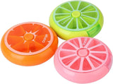 7 Day Weekly Pill Organizer Box, Portable Mini Rotary 3 Compartment Circular Fruit Style Case for Travel and Daily Use, One pack, color selected at random In Australia - Darrahopens