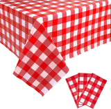 Gingham Plastic Tablecloths, Disposable Waterproof Rectangle Table Covers for Parties and Picnics, Red White, 54 x 108 Inch, 3 Pack In Australia - Darrahopens