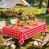 Gingham Plastic Tablecloths, Disposable Waterproof Rectangle Table Covers for Parties and Picnics, Red White, 54 x 108 Inch, 3 Pack In Australia - Darrahopens