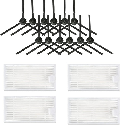 Robotic Vacuum Replacement Parts Kit with 6 Pairs Side Brushes and 4 High Efficiency Filters for ILIFE V3 V3s V5 V5s Pro V50 V55