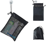 Mesh Shower Caddy Tote Toiletry Organizer with Suction Cup, Hanging Cord and Zipper Drawstring Pouch for Dorm Gym Travel, Black In Australia - Darrahopens