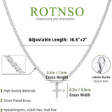 Silver Plated Cubic Zirconia Cross Pendant Choker Necklace with Adjustable Twist Rope Chain for Women, Adjustable Design In Australia - Darrahopens