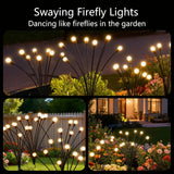 Solar Garden Lights 2 Pack, 16 LED Swaying Firefly Lights for Patio Pathway Courtyard Decoration, Big Bulb Waterproof