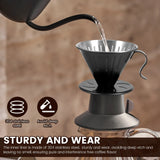 Stainless Steel Pour Over Coffee Dripper Cone Filter with Anti Scald Handle for Hand Brew Coffee, Black, Stainless Steel Construction In Australia - Darrahopens
