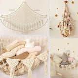 Stuffed Animal Storage Hammock Wall Hanging Corner Net Organizer for Bedroom Nursery Room Decor, Beige, 47.2 Inch