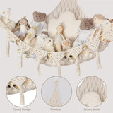Stuffed Animal Storage Hammock Wall Hanging Corner Net Organizer for Bedroom Nursery Room Decor, Beige, 47.2 Inch