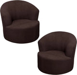 2 Pack Swivel Barrel Chair Slipcover Stretch Soft Washable Furniture Protector for Round Club Accent Chairs Living Room Brown In Australia - Darrahopens
