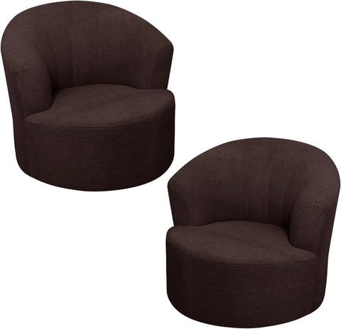 2 Pack Swivel Barrel Chair Slipcover Stretch Soft Washable Furniture Protector for Round Club Accent Chairs Living Room Brown In Australia - Darrahopens
