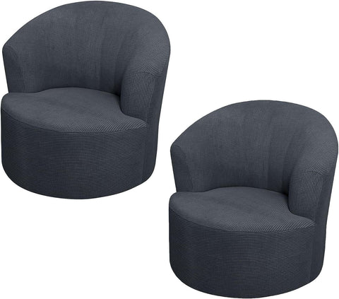 2 Pack Swivel Barrel Chair Slipcover, Stretch Soft Washable Furniture Protector for Round Club Chairs Living Room, Dark Gray In Australia - Darrahopens