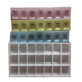 Light and Convenient 21-Compartment Dosett Medicine Box Weekly Pill Organizer, Multicolor, PP Material, 22 x 12 x 2.7 cm