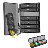 Dosett 7-Day Portable 28-Compartment Daily Pill Box, Large 4 Times a Day Medicine Organizer, Black, PP + ABS Material In Australia - Darrahopens