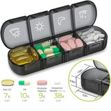 Dosett 7-Day Portable 28-Compartment Daily Pill Box, Large 4 Times a Day Medicine Organizer, Black, PP + ABS Material