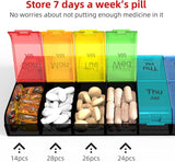 Extra Large 7-Day Pill Organizer 2 Times a Day, Weekly XL AM PM Pill Box with Large Compartments, Rainbow, 14 Compartments In Australia - Darrahopens