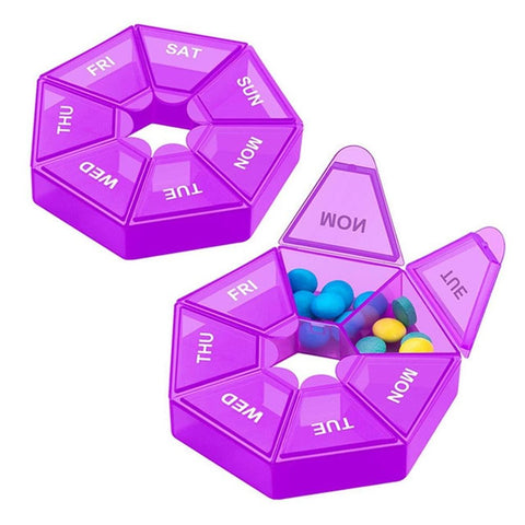 Smart Dosett Weekly Medicinal Dosing Box, Compact 7-Compartment Travel Medicine Organizer, Purple, PP Plastic, Secure Snap Lid In Australia - Darrahopens