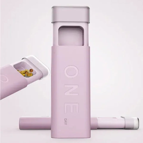 Portable Mini Medicine Box Sealed Dispenser, Three-Compartment Carry-On Pill Case for Tablets and Gum, Pink, PP Material, 1.8 x 11.5 x 4.2 cm