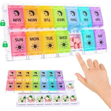 Pill Organizer 2 Times a Day, 7-Day Day Night Pill Case with Easy Filling and Push Button Design, Transparent, PP Material In Australia - Darrahopens
