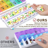 Pill Organizer 2 Times a Day, 7-Day Day Night Pill Case with Easy Filling and Push Button Design, Transparent, PP Material In Australia - Darrahopens