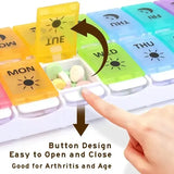 Pill Organizer 2 Times a Day, 7-Day Day Night Pill Case with Easy Filling and Push Button Design, Transparent, PP Material In Australia - Darrahopens