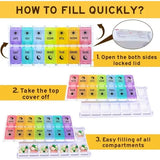 Pill Organizer 2 Times a Day, 7-Day Day Night Pill Case with Easy Filling and Push Button Design, Transparent, PP Material In Australia - Darrahopens