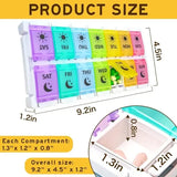 Pill Organizer 2 Times a Day, 7-Day Day Night Pill Case with Easy Filling and Push Button Design, Transparent, PP Material
