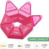 Weekly Pill Organizer 2 Pack Portable Pill Box Case, Seven-Day New Edition with 6 Color Design, Red, Secure Snap Lid In Australia - Darrahopens