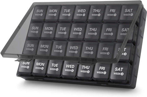 Large 28-Day Monthly Pill Organizer, 4-Week Medicine Box with Dustproof Container for Pills Vitamins Supplements, PP Plastic Material In Australia - Darrahopens