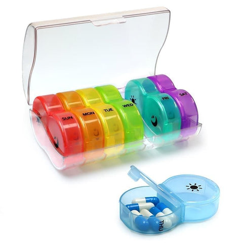 Round 7-Day Medicine Dosett, XL Weekly Pill Storage with Large Compartments, Transparent, BPA-Free Plastic, Secure Snap Lid In Australia - Darrahopens