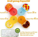 Round 7-Day Medicine Dosett, XL Weekly Pill Storage with Large Compartments, Gray, BPA-Free Plastic, Secure Snap Lid