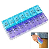 Practical 14-Compartment Medical Tablet Case Dosett, Weekly Morning Evening Pill Organizer, Multicolor S, Plastic Material