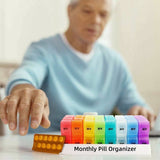 Monthly Dosage Box with Two Compartments Per Day, 30-Day Small Compartment Pill Organizer, ABS Material, 20.5 x 10.3 x 7 cm