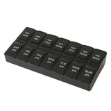 Spacious Practical Dosett Medical Tablet Bag, 14-Compartment Morning Evening Weekly Pill Organizer, Black and White, Plastic Material In Australia - Darrahopens