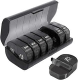 Weekly Dosette Dosing Box with Two Compartments Per Day and Carry Case, 7 Daily Boxes, BPA-Free Plastic, 14.5 x 8 x 4.2 cm