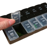Spacious Practical Dosett Medical Tablet Bag, 14-Compartment Morning Evening Weekly Pill Organizer, Black and White, Plastic Material In Australia - Darrahopens